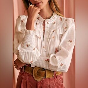 NWT Sezane Donna Blouse embroidered floral Sz 6 (FR 38) SOLD OUT